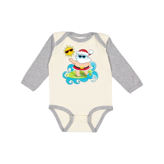 Inktastic Surfing Santa Boys or Girls Long Sleeve Baby Bodysuit