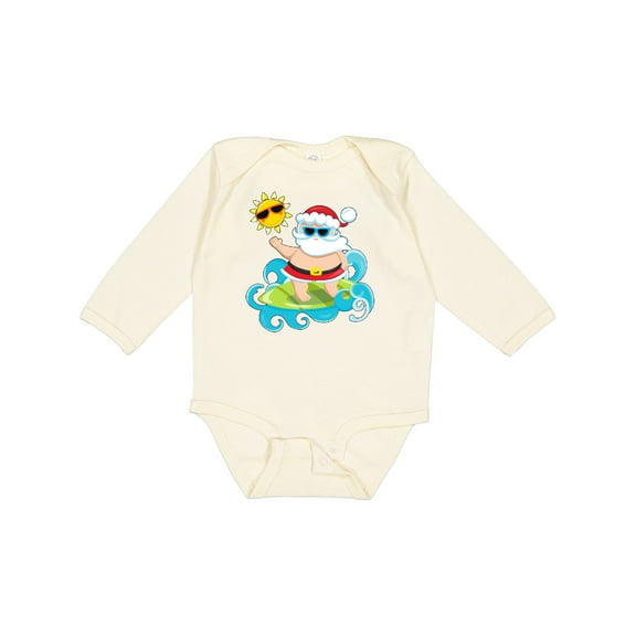 Inktastic Surfing Santa Boys or Girls Long Sleeve Baby Bodysuit