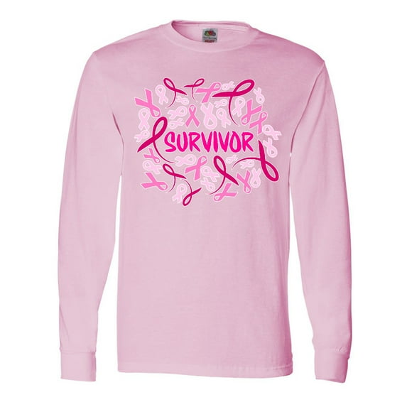 Inktastic Survivor Pink Ribbons for Breast Cancer Awareness Long Sleeve T-Shirt