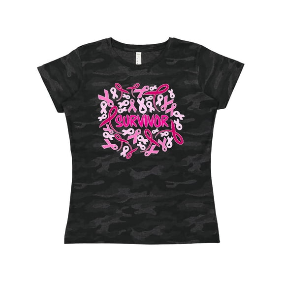 Inktastic Survivor- Pink Ribbons for Breast Cancer Awareness Women's T-Shirt