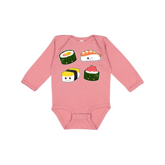 Inktastic Sushi with Faces Boys or Girls Long Sleeve Baby Bodysuit