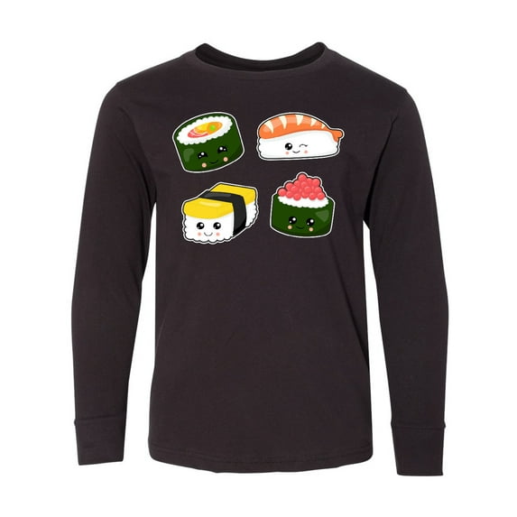 Inktastic Sushi with Faces Long Sleeve Youth T-Shirt
