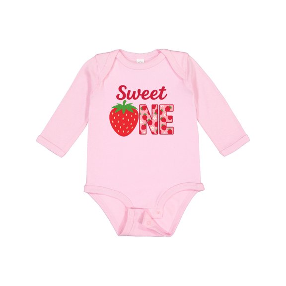 Inktastic Sweet One Strawberry Birthday Boys or Girls Long Sleeve Baby Bodysuit
