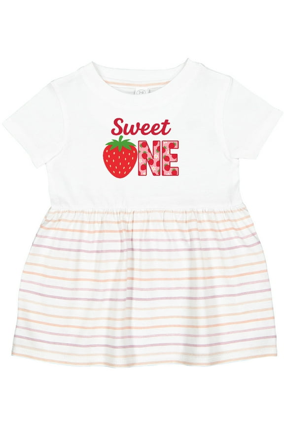 Sweet One Strawberry Birthday Girls Baby Dress