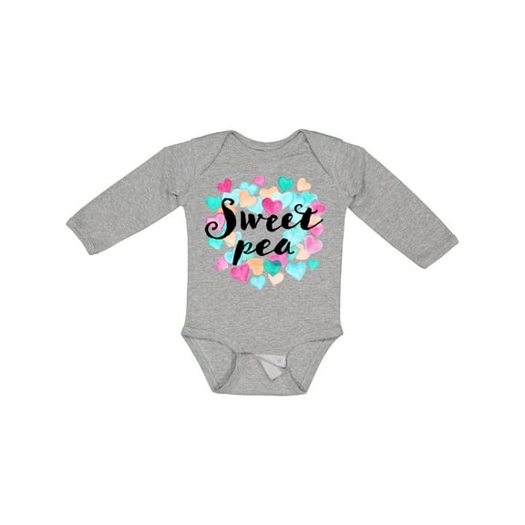 Inktastic Sweet Pea Hearts Boys or Girls Long Sleeve Baby Bodysuit