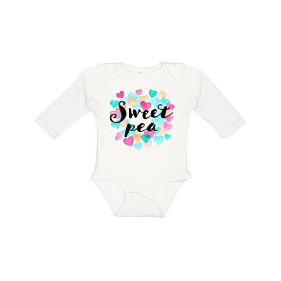 Inktastic Sweet Pea Hearts Boys or Girls Long Sleeve Baby Bodysuit