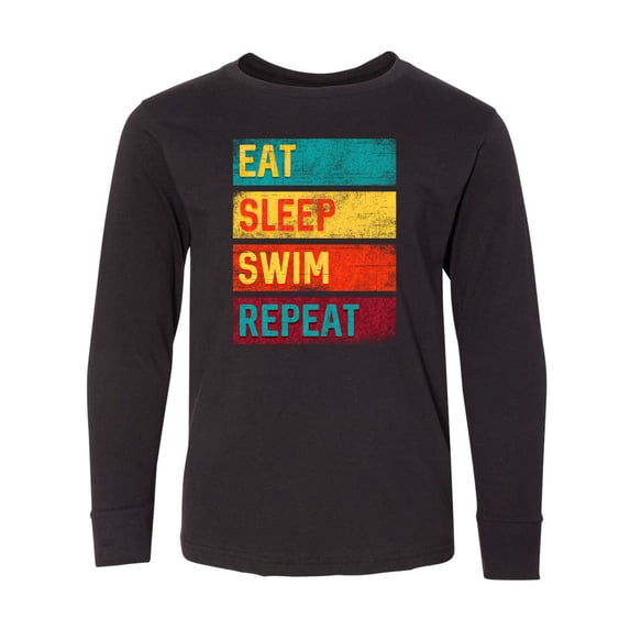 Inktastic Swimming Eat Sleep Swim Repeat Long Sleeve Youth T-Shirt