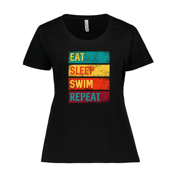 Inktastic Swimming Eat Sleep Swim Repeat Women's Plus Size T-Shirt