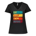 thumbnail image 1 of Inktastic Swimming Eat Sleep Swim Repeat Women's Plus Size V-Neck T-Shirt, 1 of 5
