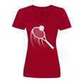 thumbnail image 1 of Inktastic Swinging Tennis Racket Women's V-Neck T-Shirt, 1 of 5