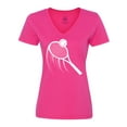 thumbnail image 1 of Inktastic Swinging Tennis Racket Women's V-Neck T-Shirt, 1 of 5