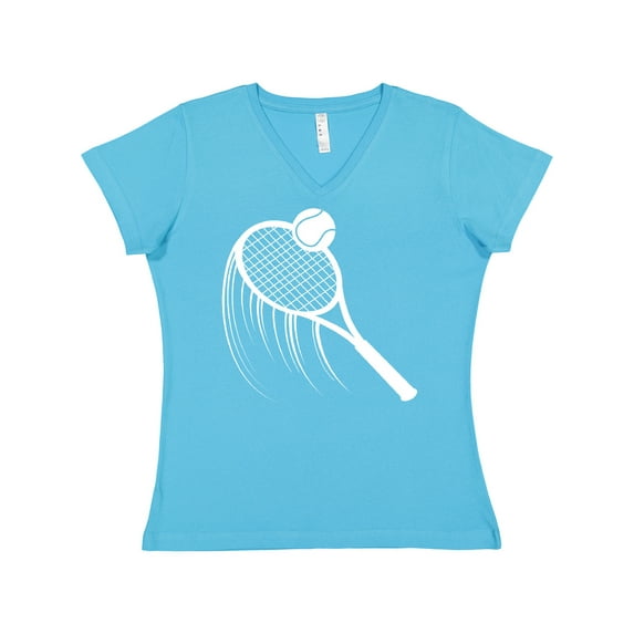 Inktastic Swinging Tennis Racket Women's V-Neck T-Shirt