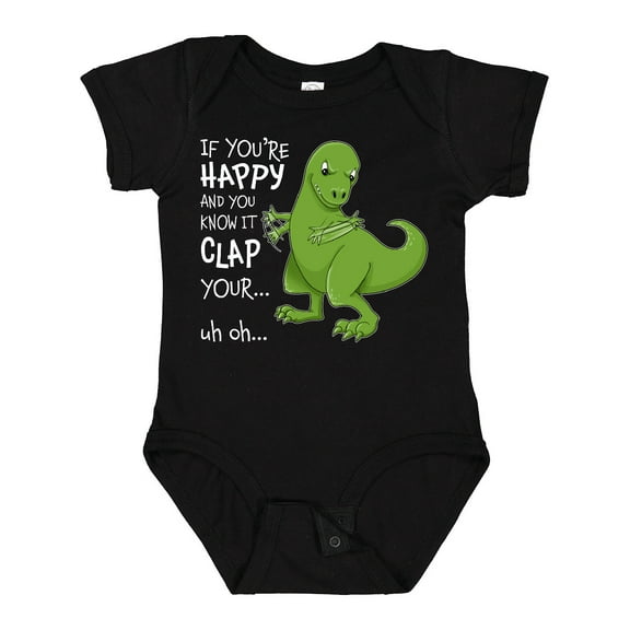 Inktastic T-Rex Can't Clap Boys or Girls Baby Bodysuit