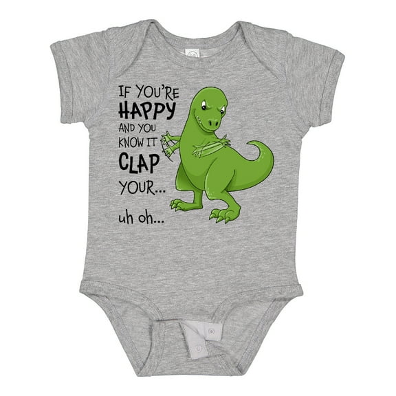 Inktastic T-Rex Can't Clap Boys or Girls Baby Bodysuit