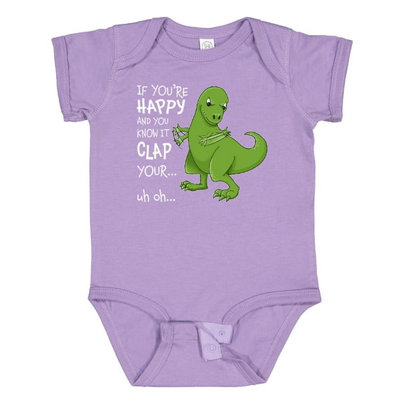 Inktastic T-Rex Can't Clap Boys or Girls Baby Bodysuit