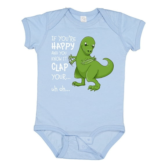 Inktastic T-Rex Can't Clap Boys or Girls Baby Bodysuit