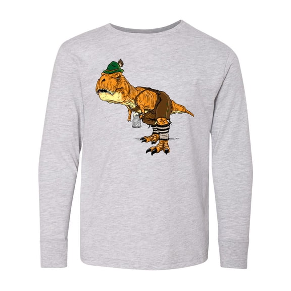 Inktastic T-Rex King of Oktoberfest Long Sleeve Youth T-Shirt