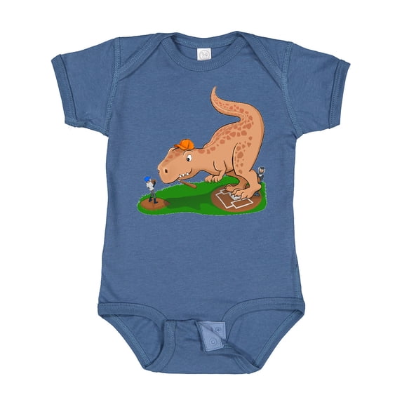 Inktastic T Rex Up to Bat- Dinosaur Playing Baseball Boys or Girls Baby Bodysuit
