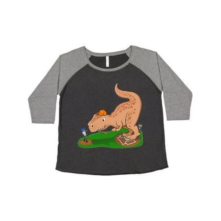 Inktastic T Rex Up to Bat- dinosaur playing baseball Women's Plus Size T-Shirt