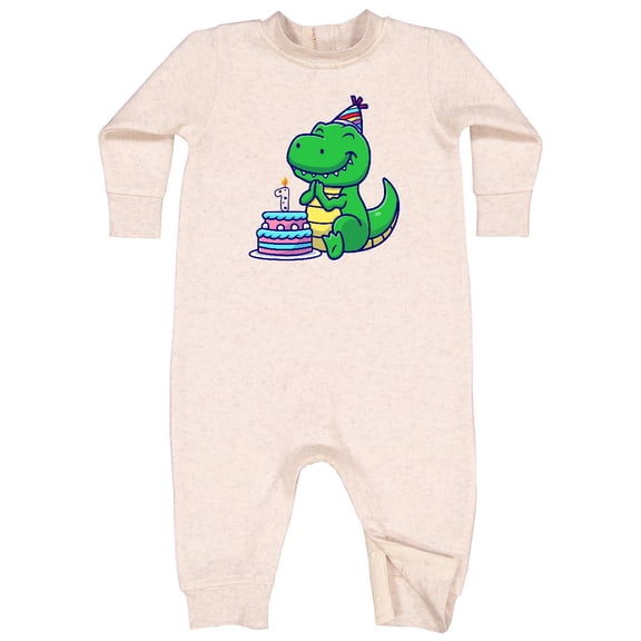 Inktastic T-rex 1st Birthday Baby Fleece Romper