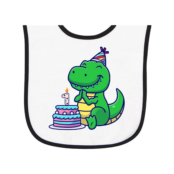Inktastic T-rex 1st Birthday Baby Terry Cloth Bib