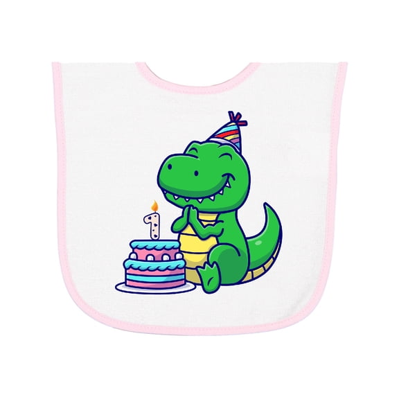 Inktastic T-rex 1st Birthday Baby Terry Cloth Bib