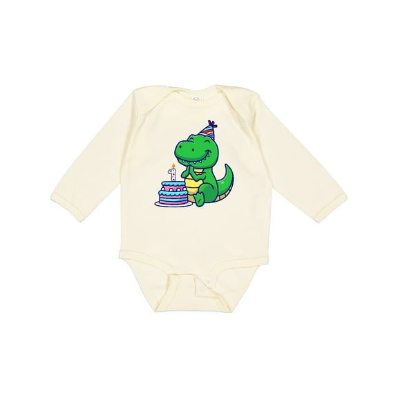 Inktastic T-rex 1st Birthday Boys or Girls Long Sleeve Baby Bodysuit