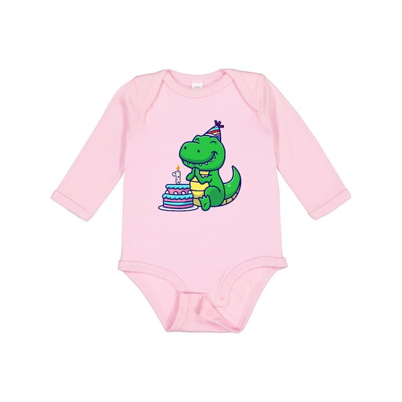 Inktastic T-rex 1st Birthday Boys or Girls Long Sleeve Baby Bodysuit