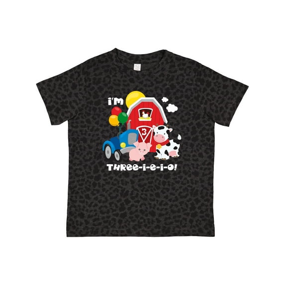 Inktastic THREE-I-E-I-O 3rd Birthday Gift Toddler Boy or Toddler Girl T-Shirt