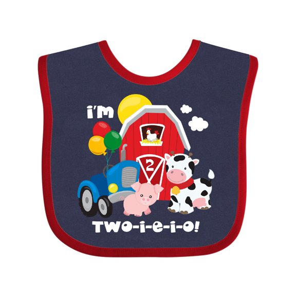 Inktastic TWO-I-E-I-O 2nd Birthday Boys or Girls Baby Bib