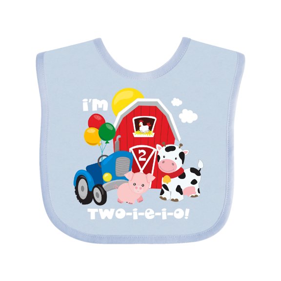 Inktastic TWO-I-E-I-O 2nd Birthday Boys or Girls Baby Bib