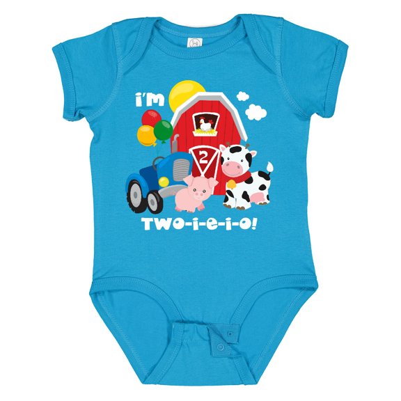 Inktastic TWO-I-E-I-O 2nd Birthday Boys or Girls Baby Bodysuit