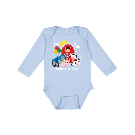 Inktastic TWO-I-E-I-O 2nd Birthday Boys or Girls Long Sleeve Baby Bodysuit