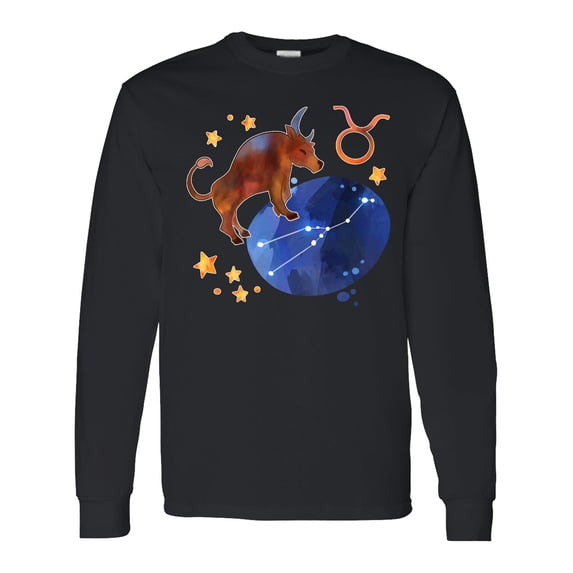 Inktastic Taurus Constellation Zodiac Sign Illustration Long Sleeve T-Shirt