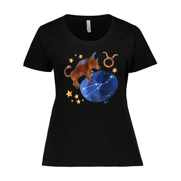 Inktastic Taurus Constellation Zodiac Sign Illustration Women's Plus Size T-Shirt