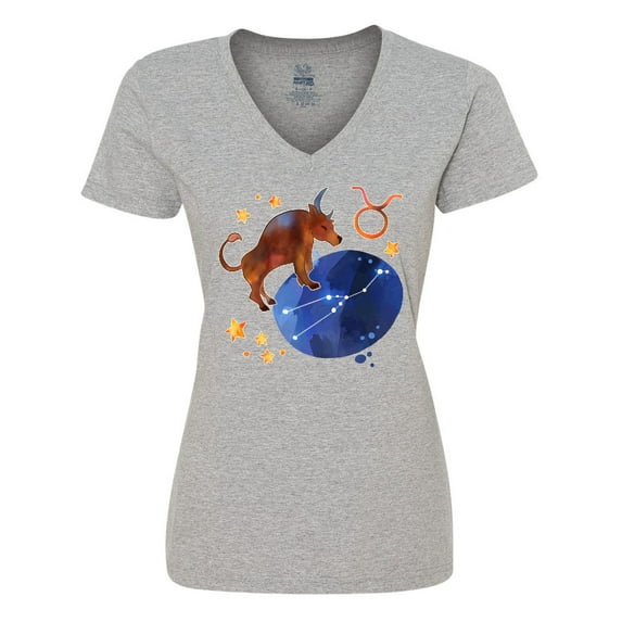 Inktastic Taurus Constellation Zodiac Sign Illustration Women's V-Neck T-Shirt