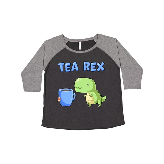 Inktastic Tea Rex Cute Green Dinosaur Pun Women's Plus Size T-Shirt