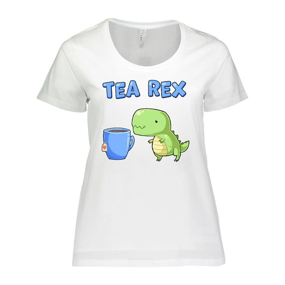 Inktastic Tea Rex Cute Green Dinosaur Pun Women's Plus Size T-Shirt
