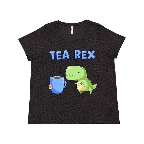Inktastic Tea Rex Cute Green Dinosaur Pun Women's Plus Size T-Shirt