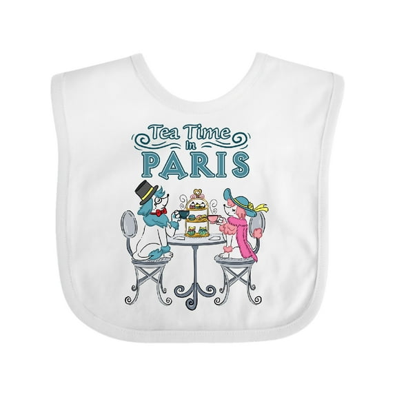 Inktastic Tea Time In Paris-Colorful French Poodles Boys or Girls Baby Bib