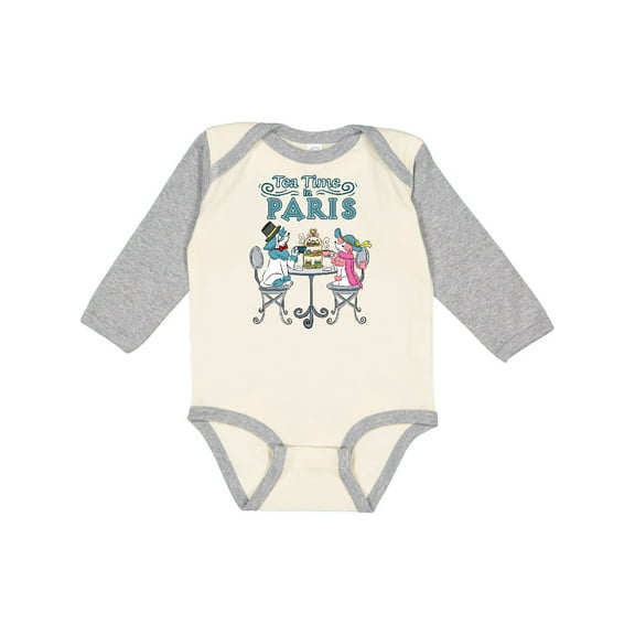 Inktastic Tea Time In Paris-Colorful French Poodles Boys or Girls Long Sleeve Baby Bodysuit