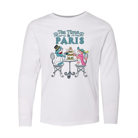 Inktastic Tea Time In Paris-Colorful French Poodles Long Sleeve Youth T-Shirt