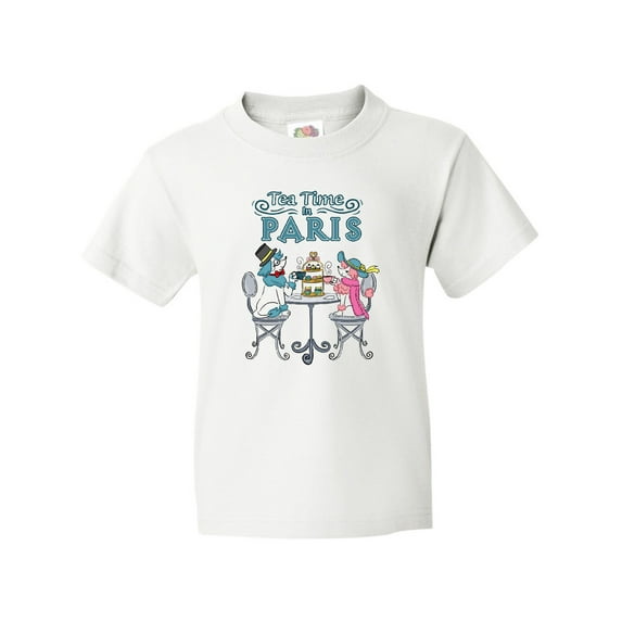 Inktastic Tea Time In Paris-Colorful French Poodles Youth T-Shirt