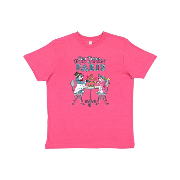 Inktastic Tea Time In Paris-Colorful French Poodles Youth T-Shirt