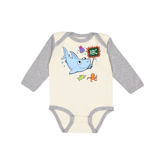 Inktastic Teacher Shark with School of Fish Boys or Girls Long Sleeve Baby Bodysuit