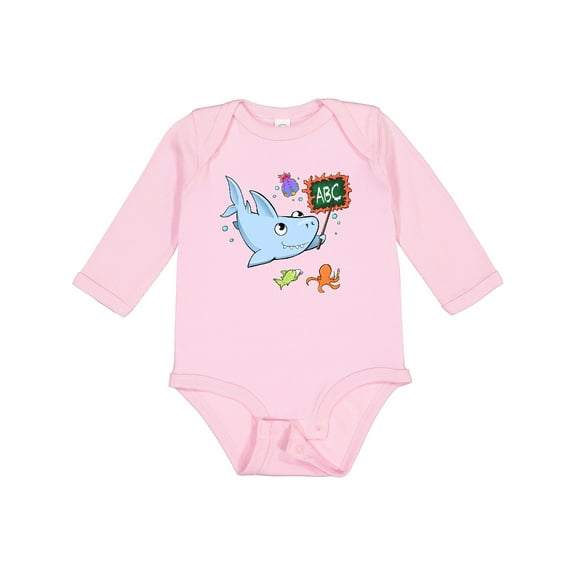 Inktastic Teacher Shark with School of Fish Boys or Girls Long Sleeve Baby Bodysuit