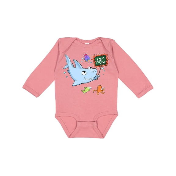 Inktastic Teacher Shark with School of Fish Boys or Girls Long Sleeve Baby Bodysuit