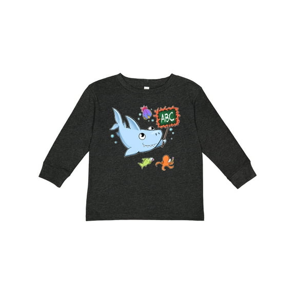 Inktastic Teacher Shark with School of Fish Boys or Girls Long Sleeve Toddler T-Shirt