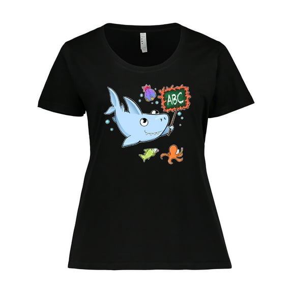Inktastic Teacher Shark with School of Fish Women's Plus Size T-Shirt