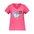 thumbnail image 1 of Inktastic Teacher Shark with School of Fish Women's Plus Size V-Neck T-Shirt, 1 of 4